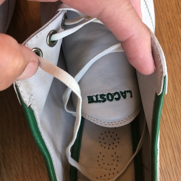 Lacoste men’s trainers size 9 cream and green leather - Picture 3 of 4